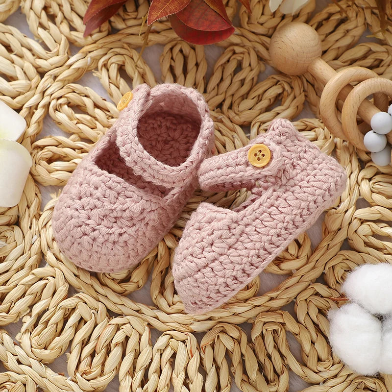 Newborn Baby Girl Shoes 0-1Y Fashion Pure Color Knit Infant Anti-Slip Soft Soled First Walkers Winter Prewalker
