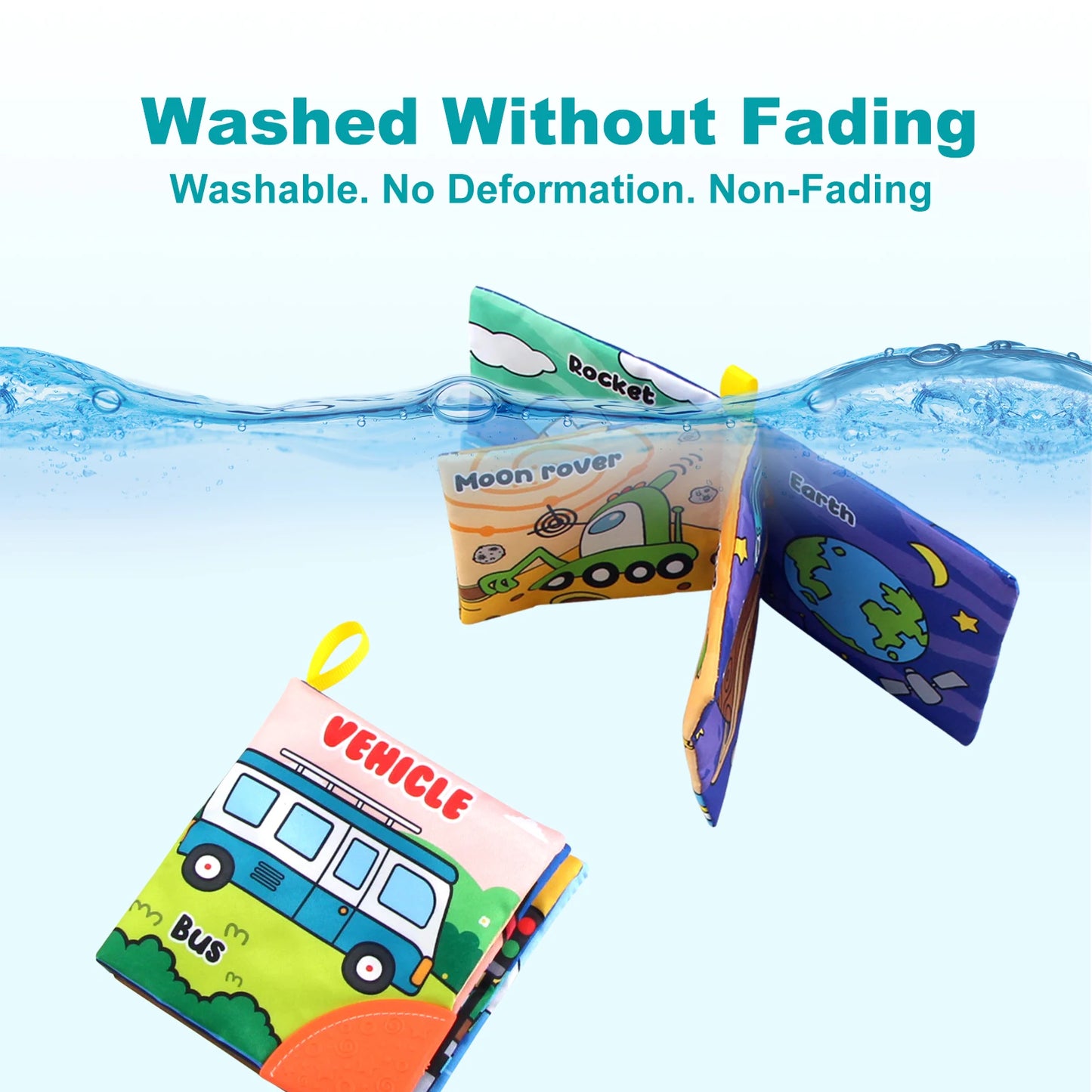 Baby Soft Cloth Books - Intelligence Development Learning Book with Teether, Rustle Sound Cognition Educational Toys for Baby
