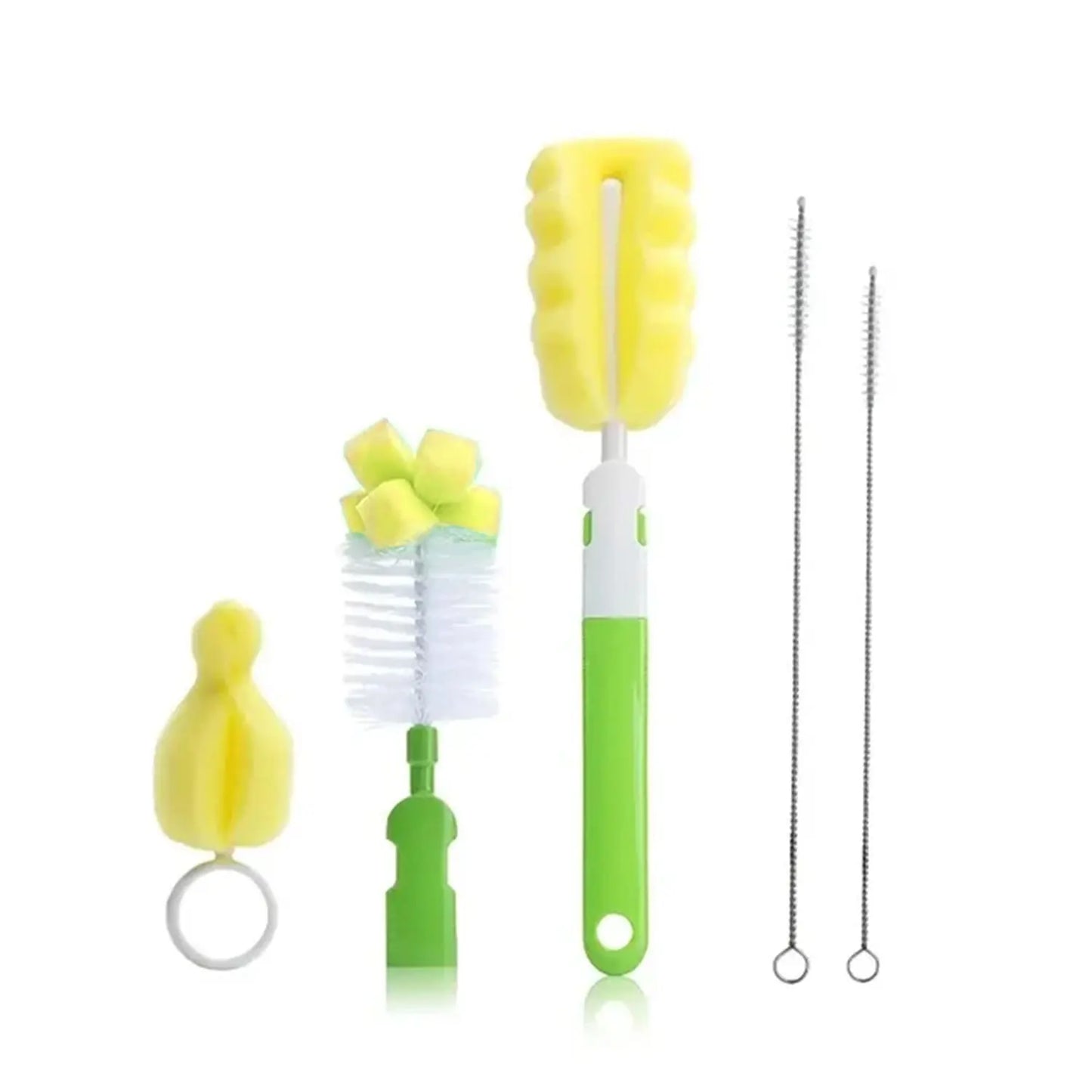 5PCS Bottle Cleaning Brush Set - Nipple & Straw Brushes Made of Sponge and Nylon for Safe and Efficient Cleaning