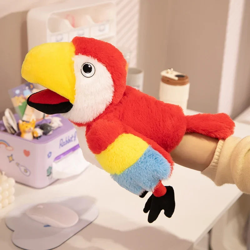 6 Style Plush Hand Puppets, Toucan Parrot Bald Eagle Peacock Owl Flamingo for Kids
