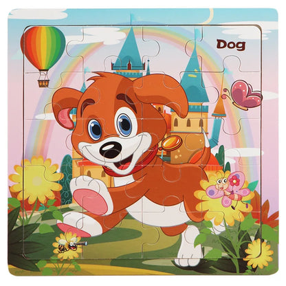 New 20 Piece Wooden 3D Puzzle, Cartoon Animal & Vehicle Jigsaw, Montessori Educational Toy for Kids, Baby 1-3 Years
