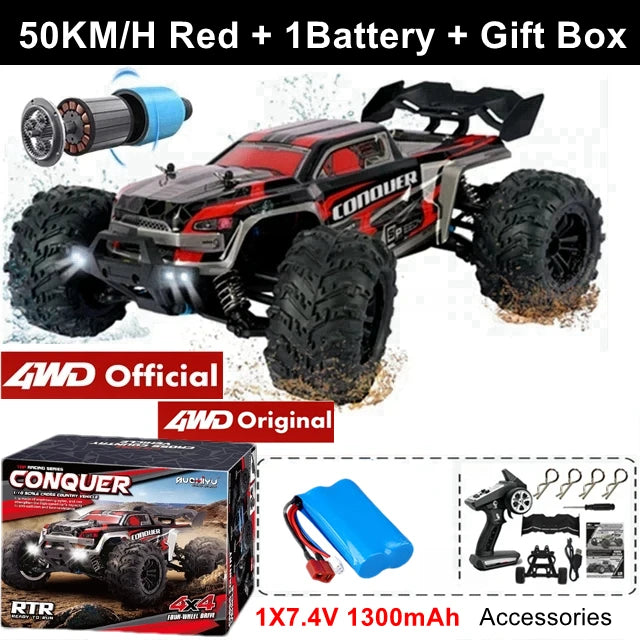 1:16 Brushless RC Drift Car with 80km/h Speed and LED Lights 4WD