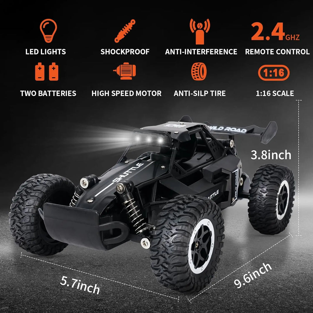 1:16 2.4G 2WD High-Speed Off-Road RC Car with LED Lights and Climbing Ability