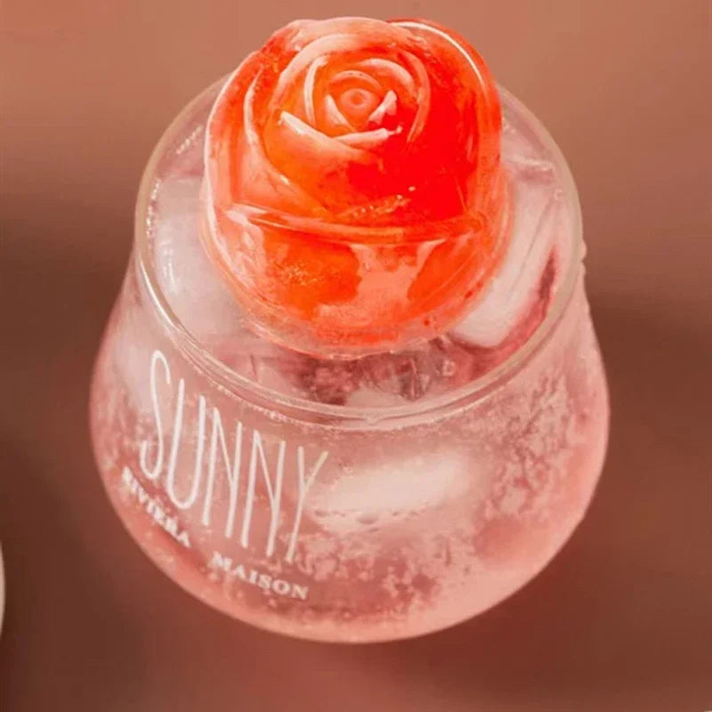 3D Silicone Rose Ice Mold Tray - 4-Cavity Flower Ice Cube Maker