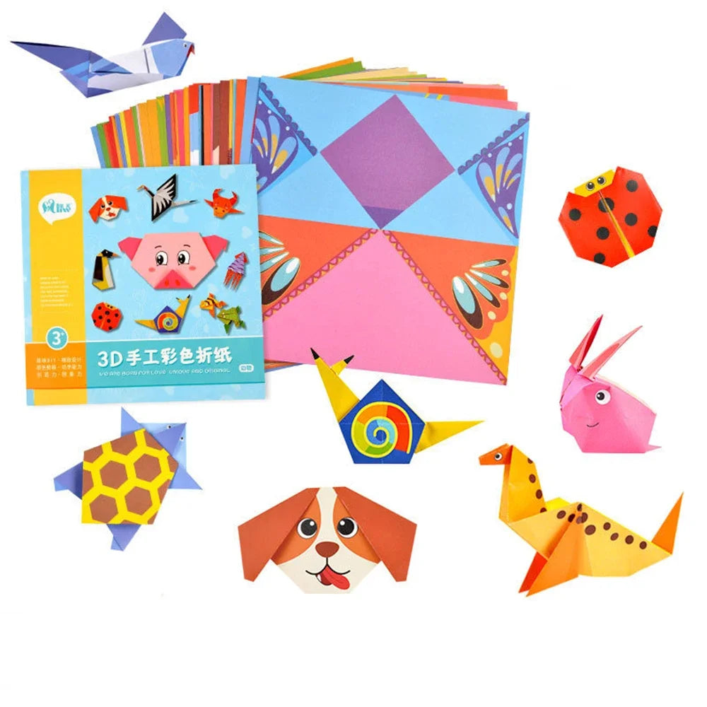 54 Pages Montessori DIY Kids Craft Set – 3D Cartoon Animal Origami Handcraft Paper Art Educational Toy for Children