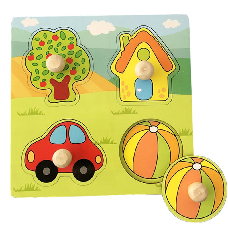 Educational Wooden Toys – Geometric Shapes Montessori Puzzle, Color Sorting Math Bricks for Baby, Preschool Learning Game