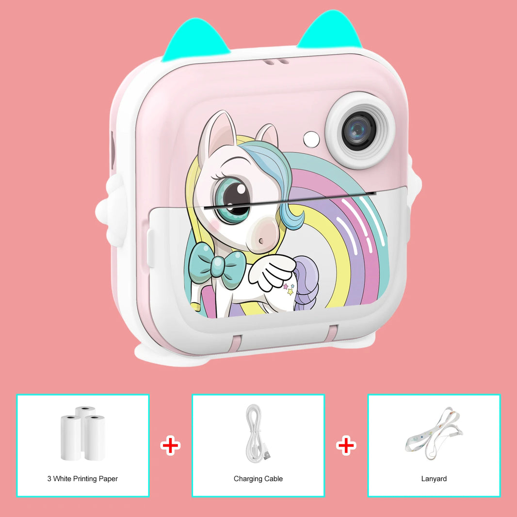 MISIRUN Kids Instant Print Digital Camera with Photo and Video, Thermal Printing, 32GB Card, Educational Toy Gift