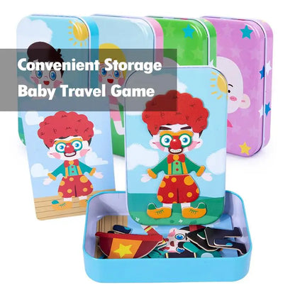 Magnetic 3D Puzzle, Children Dress Up Expression, Travel Tin Box Jigsaw Game, Early Education Imagination Toy, Gifts for Girls