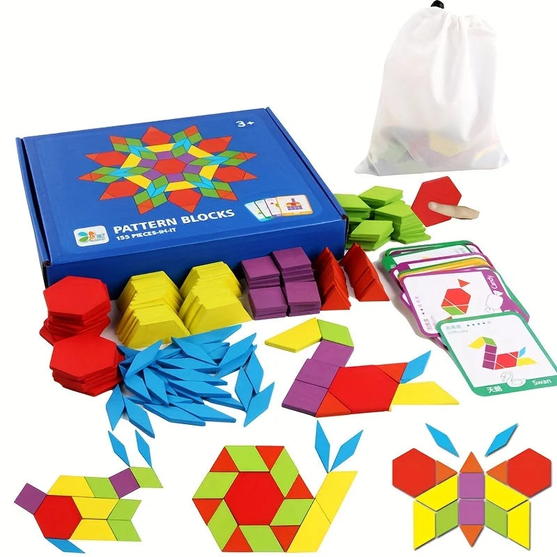 DIY Wooden Jigsaw Puzzle Board Set 155pcs Montessori Educational Toys for Kids