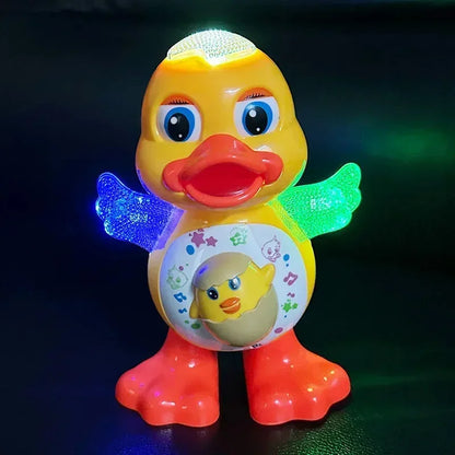 Electric Music Light Dancing Duck Toy with Blinking Eyes and Shaking Head, Educational Electronic Pet Gift for Children