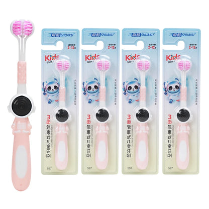 Age 3+ 3-Sided Toddler Toothbrush, Soft Bristles, Kids Autism Sensory Toothbrush, Silicone Oral Care Brush