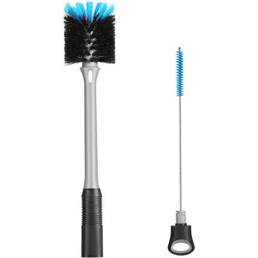 2-in-1 Bottle Brush with Straw Brush, Long-Handled Water Bottle Scrubbing Brush for Cleaning Sports Bottles, Baby Bottles