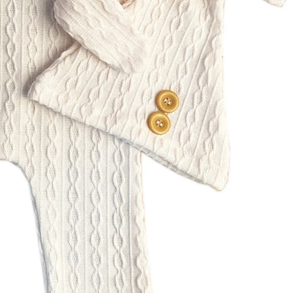 Newborn Boy Photo Props Knitted Jumpsuit and Knot Hat Set Baby Boy Photography Bodysuit with Beanie for Infants