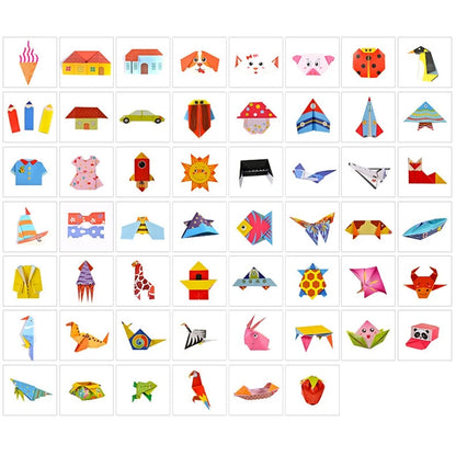108Pcs Cartoon Origami Paper and Craft Book – DIY Handmade 3D Puzzle Animal Educational Toy for Kids