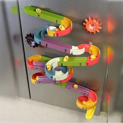 Baby DIY Assembling Track Slide Bath Toy Set with Suction Cups and Duck