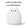 Colorful LED Night Light Cute Cat Silicone Soft Breathing Cartoon Nursery Lamp for Kids Gift