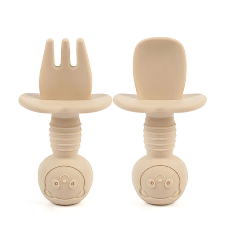 2Pcs/Set BPA-Free Silicone Fork & Spoon - Baby Learning Feeding Food Tools, Children's Tableware, Training Utensils for Newborns