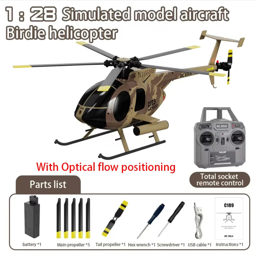 1:28 C189 RC Helicopter MD500 – Dual Brushless Motor with 6-Axis Gyro and One-Click Takeoff/Landing