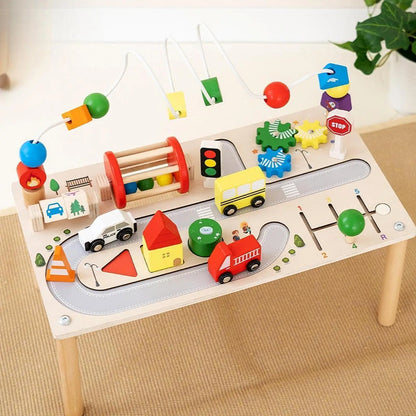 7-in-1 Activity Table – Shape Sorter, Fine Motor Skills Bead Maze, Educational Learning and Busy Board Toy for Children