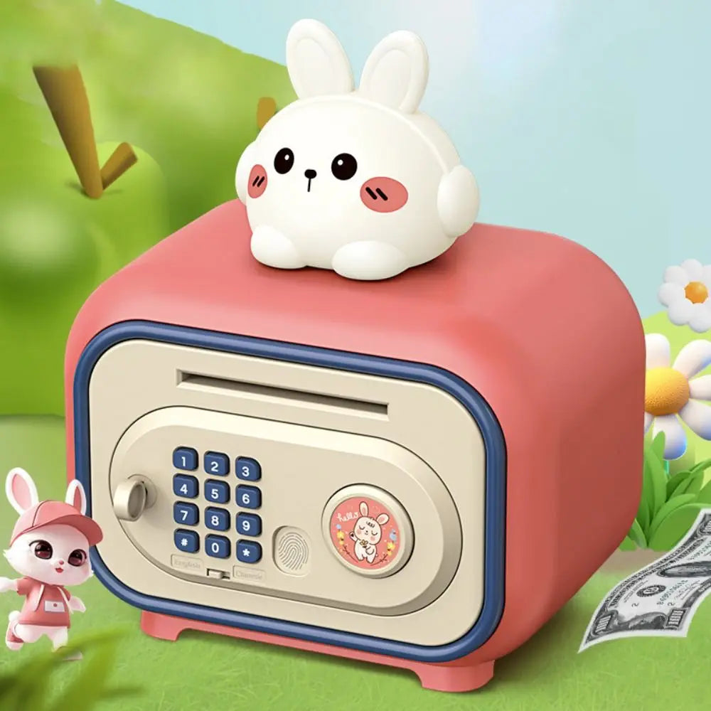 Password Lock Automatic Roll-Up Savings Bank Voice Reminder Fingerprint Protected Children's Cartoon Storage Money Box