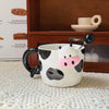 Magnetic 3D Cartoon Cow Head Ceramic Mug with Spoon — Tilted-Tail Coffee Cup, 1-Pack Gift for Kids & Couples