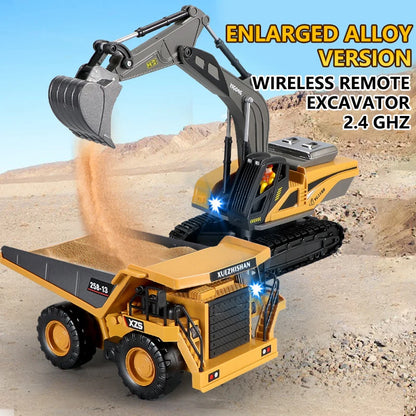 2.4G RC Excavator Dumper Car Remote Control Crawler Bulldozer Toy