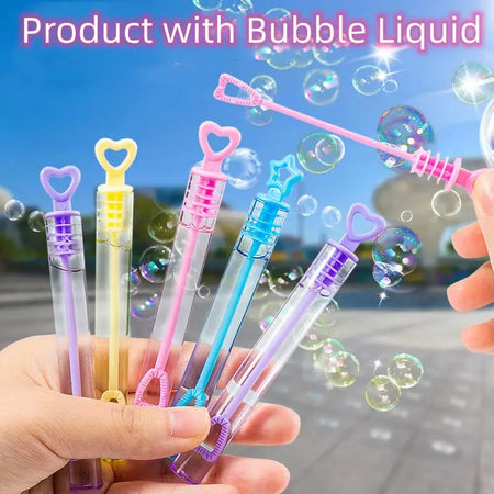 Kids Mini Bubble Blower Toy - 4 in (10 cm) Portable Test-Tube Bubble Wand with Bubble Solution