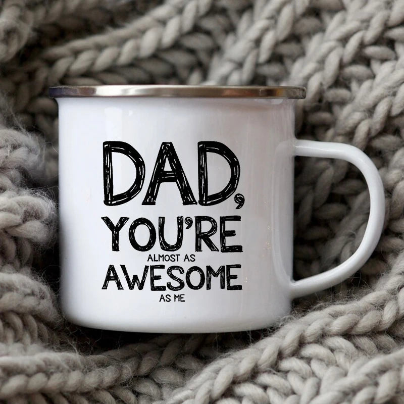 Dad Nutritional Facts Enamel Coffee Mug – Best Dad Ever Gift from Kids – Father's Day Gift for Papa, Daddy, Stepdad