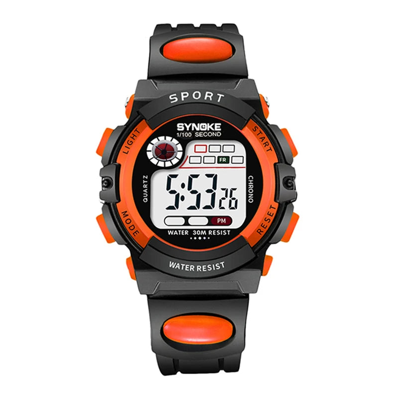 Electronic Children’s Sport Watch Colorful LED Digital Clock 3ATM Waterproof Alarm Wristwatch for Boys and Girls
