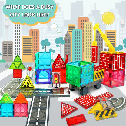 Magnetic Road Set With Car Building Blocks Toy for Toddlers