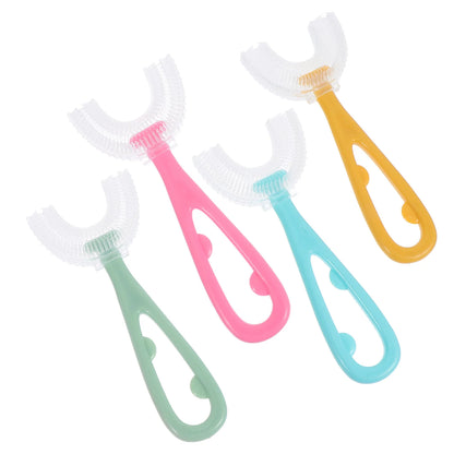 4 Pcs Children Toothbrush Manual, U Shape Handheld Brush, Silica Gel Teeth Brush for Baby, Kids Oral Hygiene