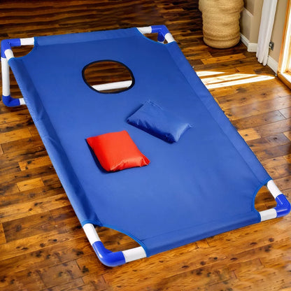 Portable Cornhole Set with 3 Red and 3 Blue Bags Toss Game for Kids Adults Family Outdoor Yard Beach BBQ Camping Lawn