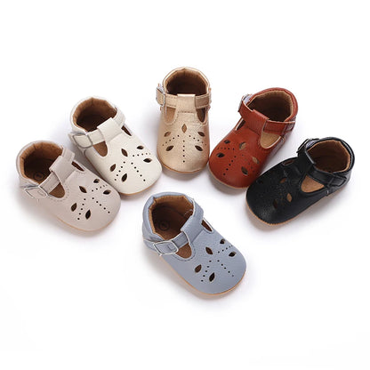 Khaki Baby Casual Shoes 0-18M Infant Toddler Bowknot Non-Slip Rubber Soft-Sole Flat PU First Walker Newborn Mary Janes