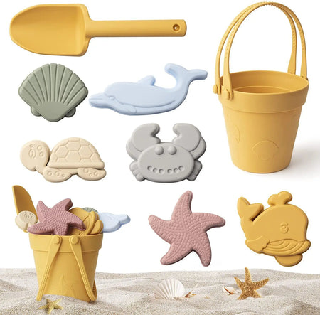 Children’s Silicone Beach Toy Set With Shovel & Portable Bucket — Durable Sand Digging & Storage Tool