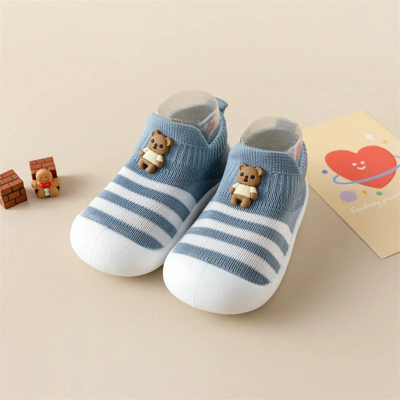 Baby Toddler Shoes Soft Sole Children's Shoes Breathable Cartoon Non-Slip Anti-Fall Striped Cute New Baby Shoes