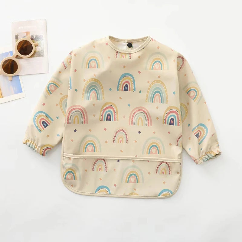 Kids Baby Feeding Bibs | Waterproof Long Sleeve Apron with Pocket, Toddler Burp Cloth for Boys & Girls, Anti-Dirty Art Smock Baby Stuff - Kidzy Market