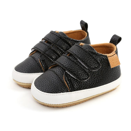 Meckior Baby Shoes Retro Leather Boy Girl Multicolor Toddler Rubber Sole Anti-Slip First Walkers Infant Shoes