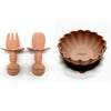 Personalized 3-Piece Silicone Kids Tableware Set Bowl Fork Spoon BPA-Free Suction Plate Microwave & Dishwasher Safe
