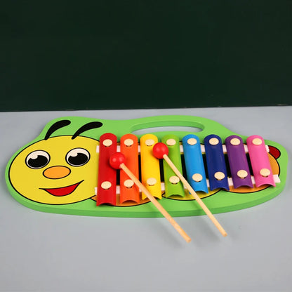 Montessori Wooden 8-Tone Multicolor Xylophone – Wooden Musical Instrument Toy for Babies and Kids, Promoting Early Learning, Motor Skills, and Cognitive Development through Puzzles and Music Play.