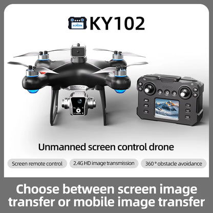 KY102 Drone with Screen – 8K Dual Camera Brushless RC Helicopter with Obstacle Avoidance