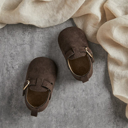 Tregren 0-18M Newborn Baby First Walking Shoes Soft Cow Suede Sole Rubber Non-Slip Walking Shoes Boys Girls Casual Flats