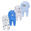 Kavkas 3/4 PCS Baby Romper Set – 100% Cotton Polka Dot Long Sleeve Jumpsuit (Newborn 0-12 Months, Summer Wear)