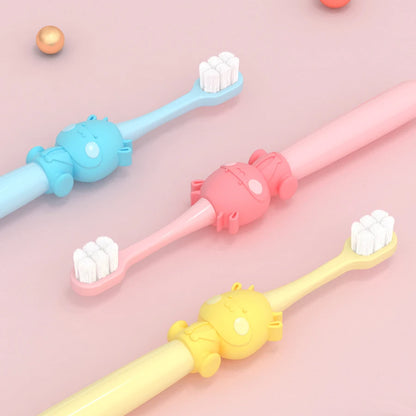 3-Color Children's Soft Bristle Toothbrush - For Kids Aged 3-12, Gently Removes Stains and Protects Gums