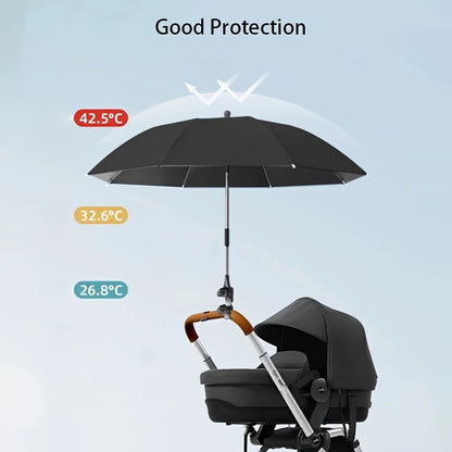 Baby Stroller Solid Color Sunade Umbrella Sunshade Bendable Arm Clip-On Handle Trolley Sunshade Accessory for Outdoors