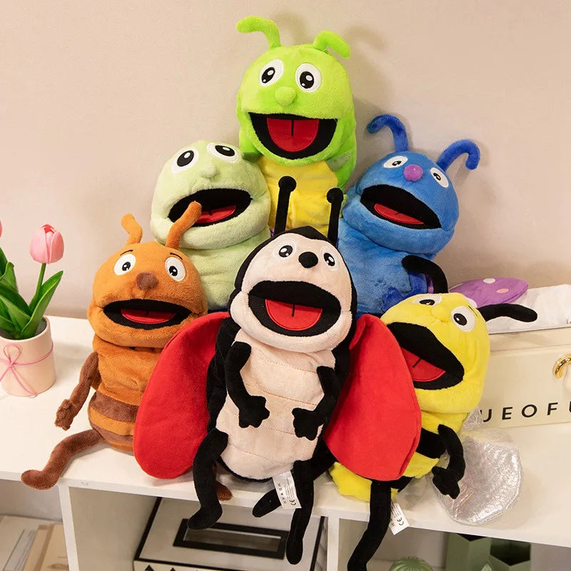 Insect Plush Hand and Finger Puppets, Dragonfly Ant Butterfly Ladybug Educational Toy