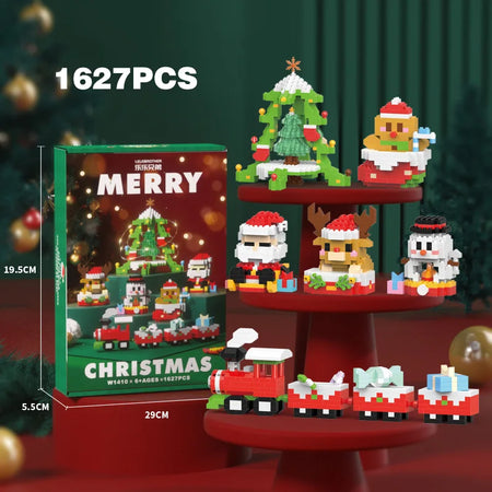 Christmas Building Blocks – Santa Claus, Snowman, Elk, and Tree Micro Brick Puzzle Model for Kids