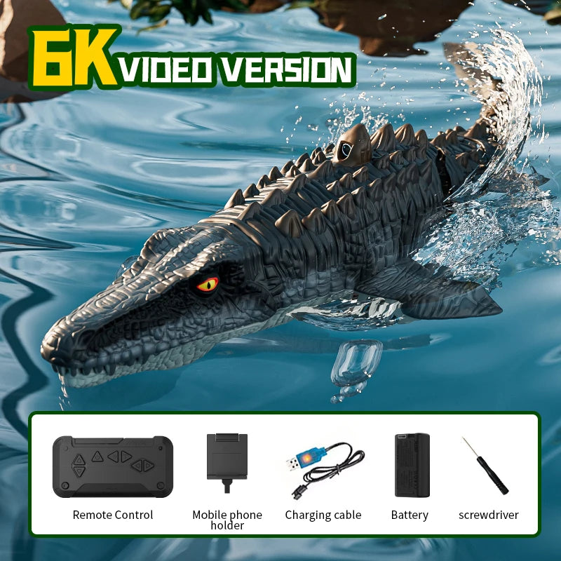 2.4GHz RC Dinosaur Boat Toy – Remote Control Simulation with Light and Spray for Pool and Bath
