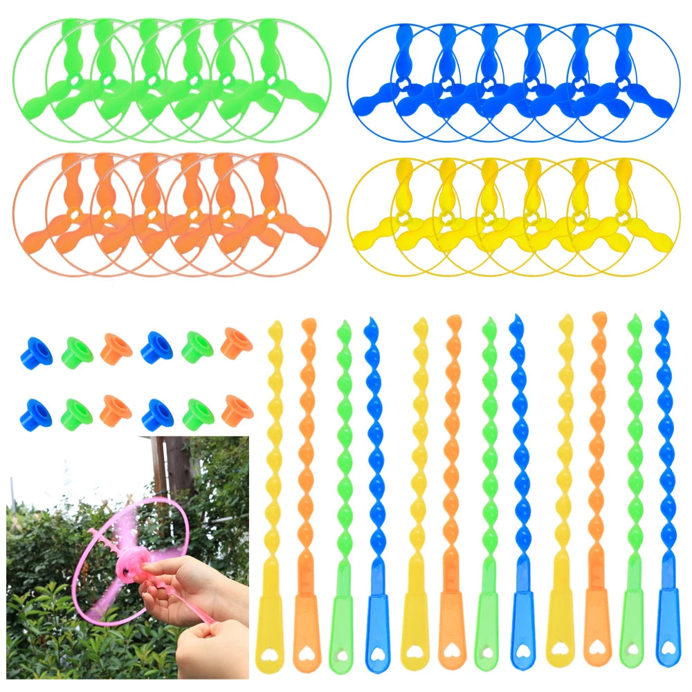 Flying Bamboo Dragonfly Toy – 20–40 Pack, 11 in (28 cm) Hand-Launch Friction Propeller Helicopter for Kids & Adults Outdoor Gift