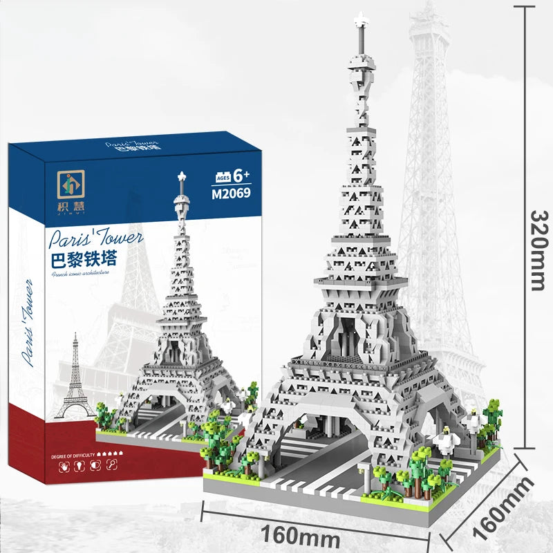 Paris Tower Street View Mini Diamond Building Blocks – Small Particle Assembly Decoration Toy
