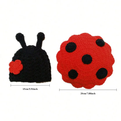 Newborn Photography Outfit Handmade Knitted Baby Beetle Ladybird Costume Romper for Kids Boy Girl Photo Props Clothing